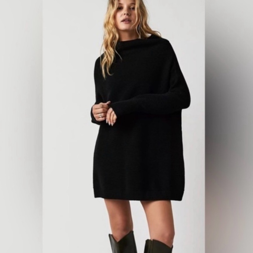 Free People Black Cowl Neck Sweater Dress